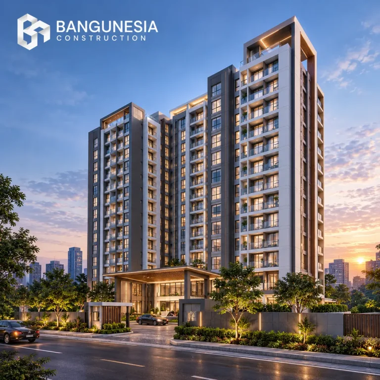 Menara Apartemen Modern Bangunesia saat Senja